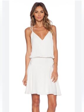 Milly White Silk Blend Spaghetti Strap V-Neck Swing Mini Dress size 0